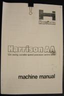 Harrison AA Lathe Operations Manual